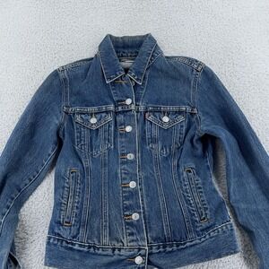 Levis Red Tab Jacket CROPPED XXS Denim Trucker Fitted Distressed Jean